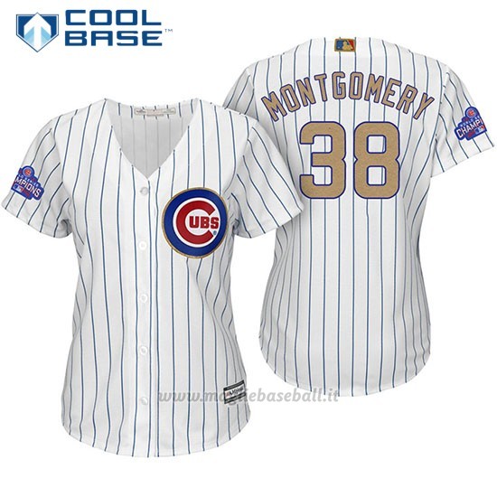 Maglia Baseball Donna Chicago Cubs 38 Mike Montgomery Bianco Or Program Cool Base
